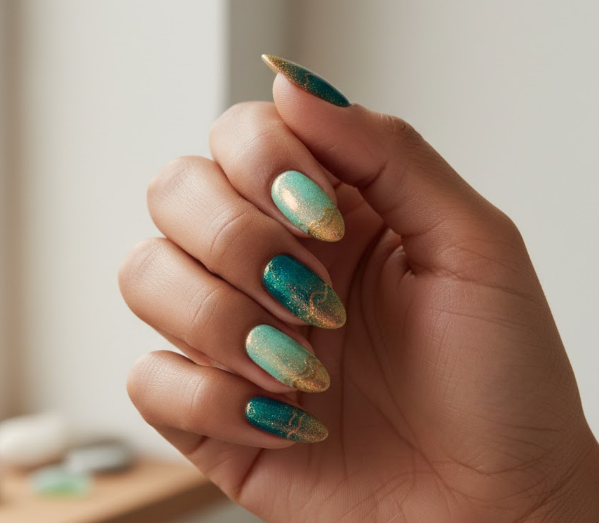 gold ombre nails