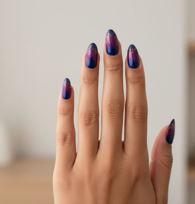 gold ombre nails