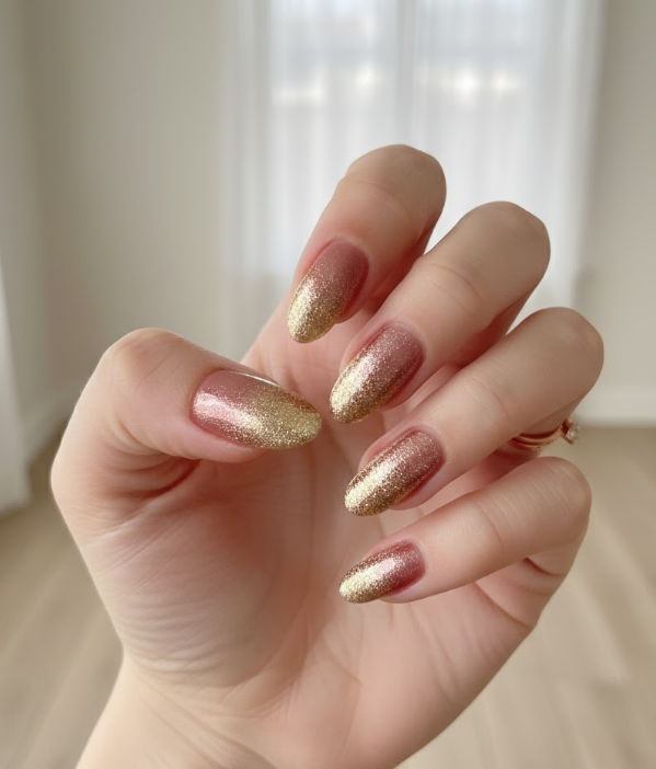 gold ombre nails