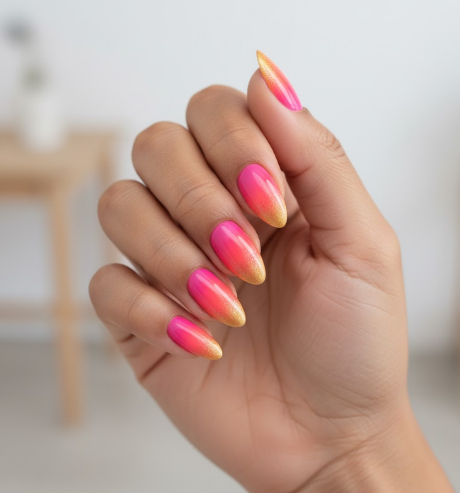 gold ombre nails