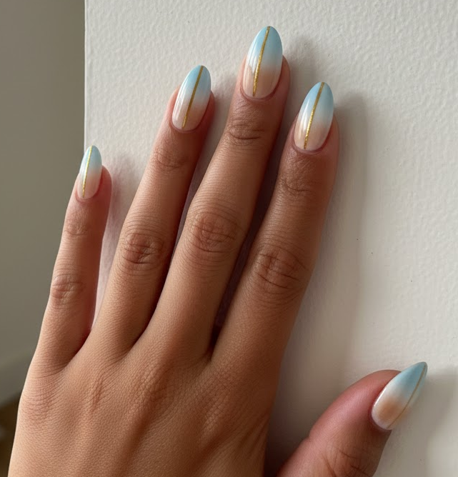 gold ombre nails