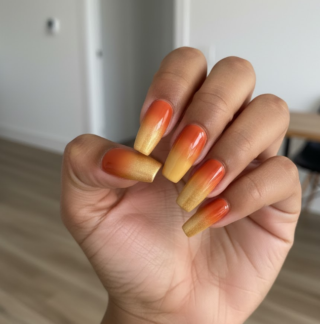 gold ombre nails
