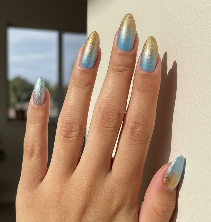 gold ombre nails