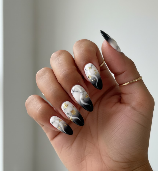 gold ombre nails