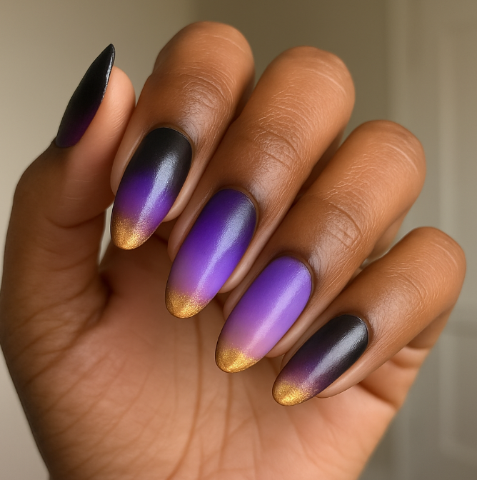gold ombre nails