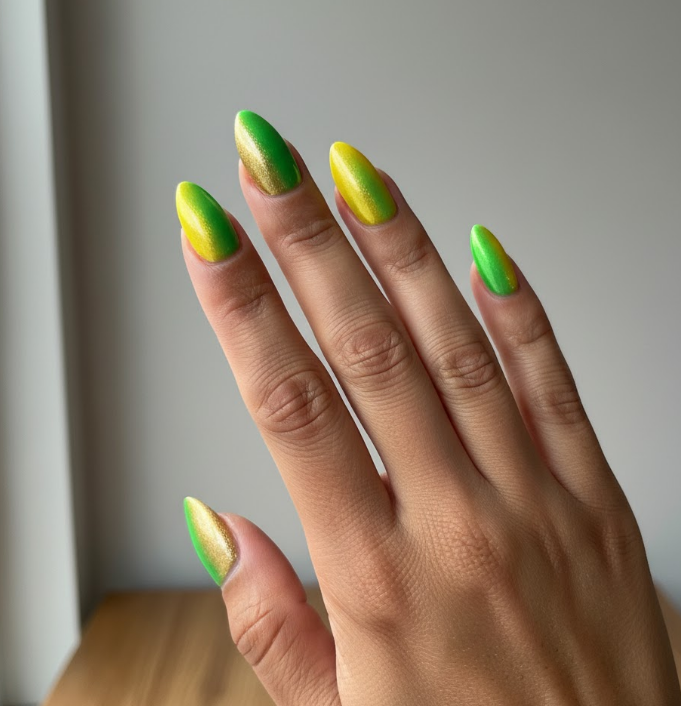 gold ombre nails