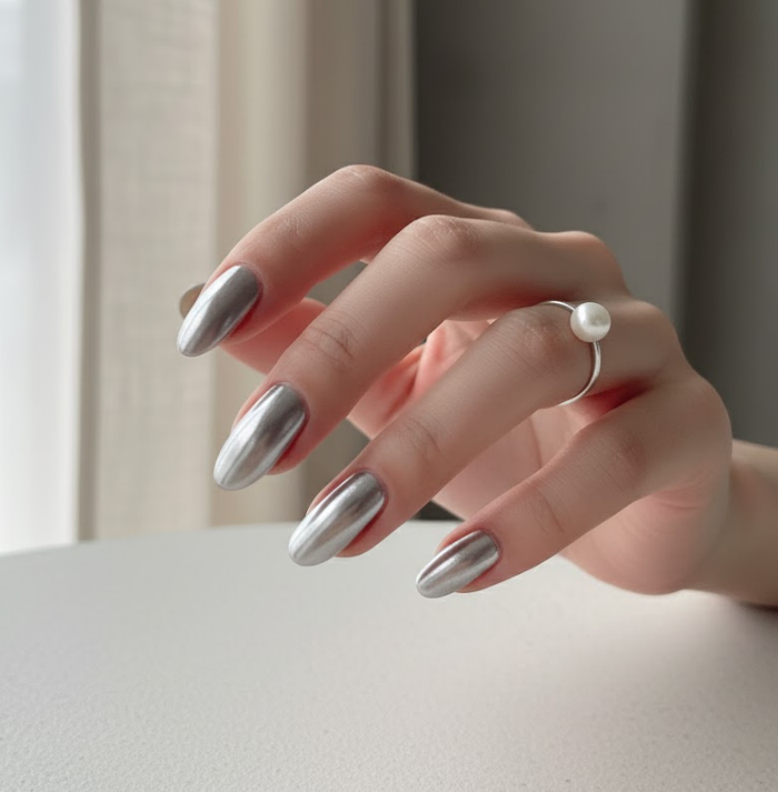 silver ombre nails