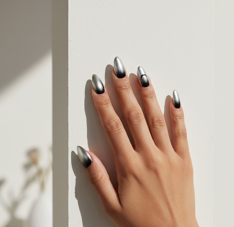 silver ombre nails