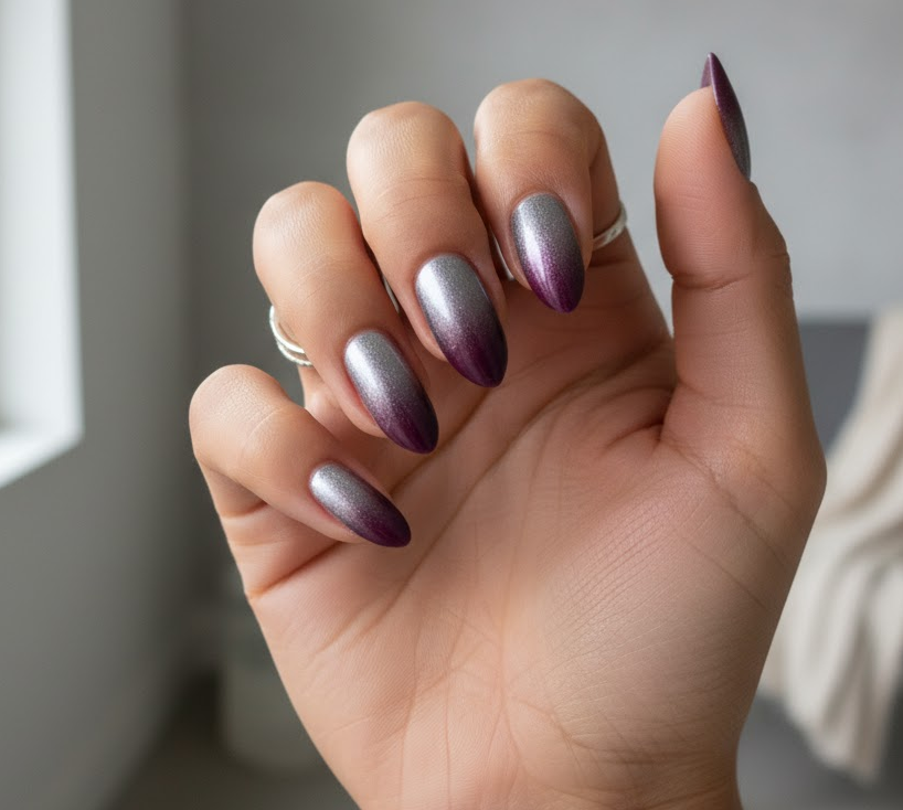 silver ombre nails