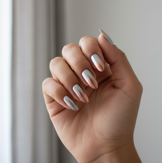 silver ombre nails
