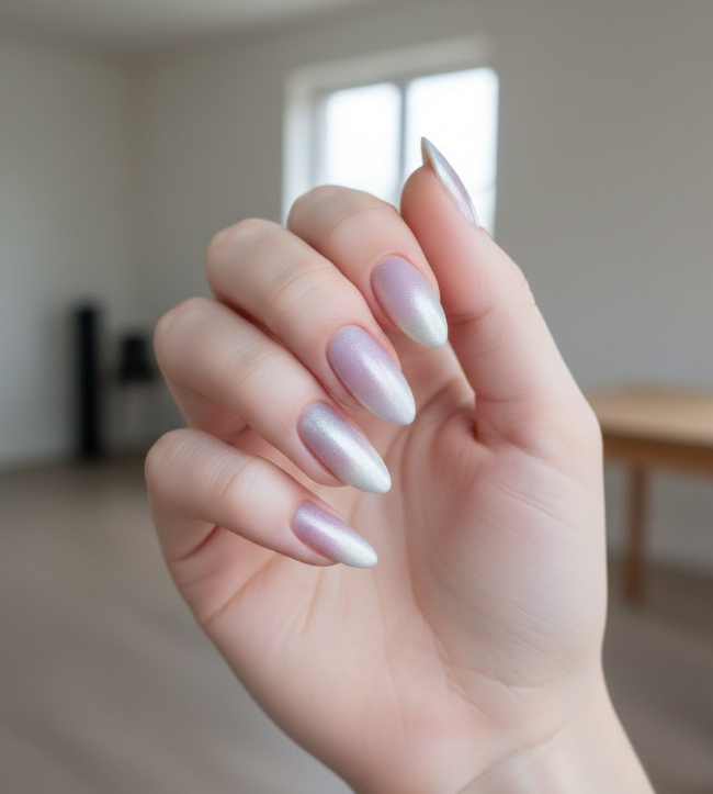 silver ombre nails