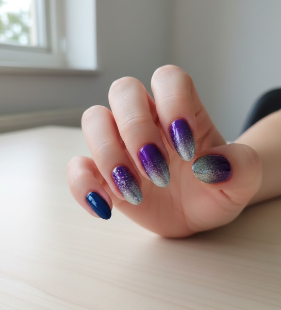 silver ombre nails