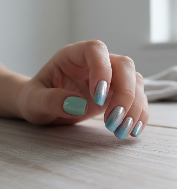 silver ombre nails