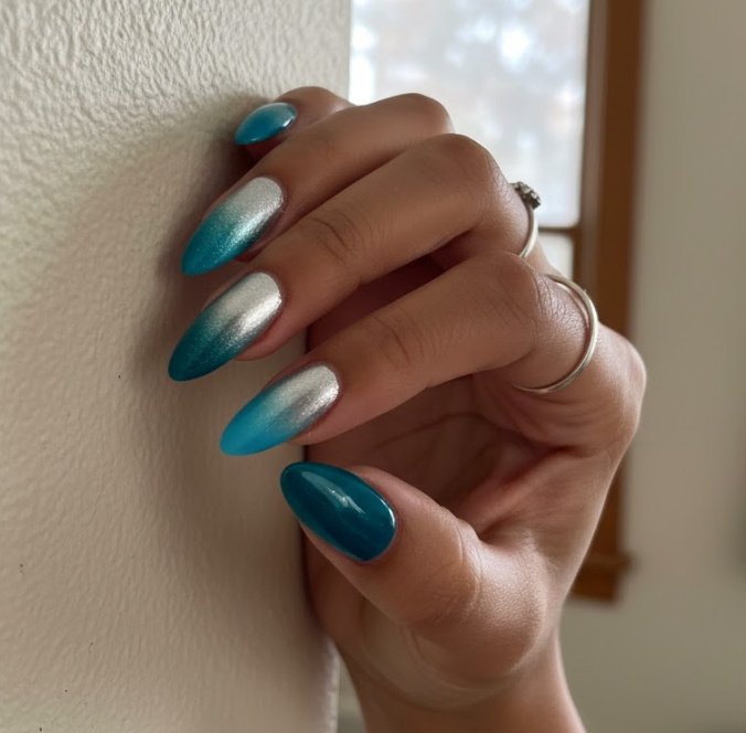 silver ombre nails