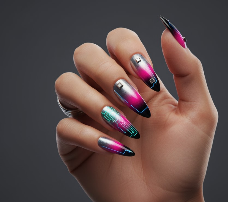 silver ombre nails