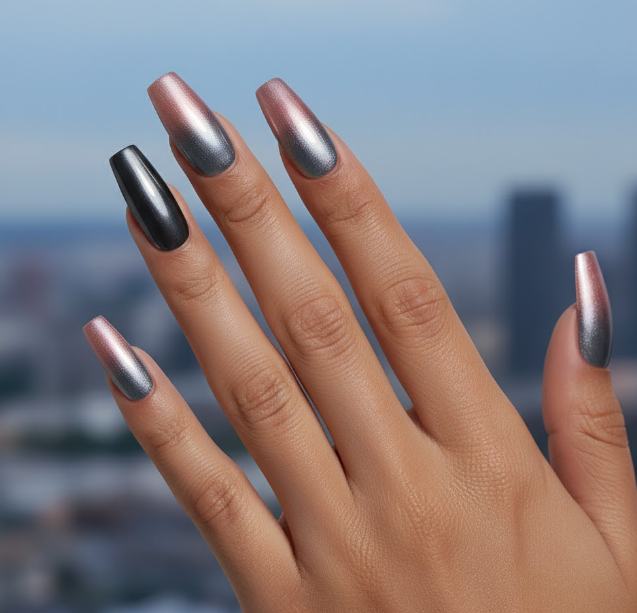 silver ombre nails