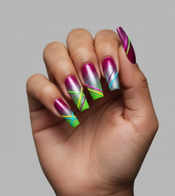 silver ombre nails