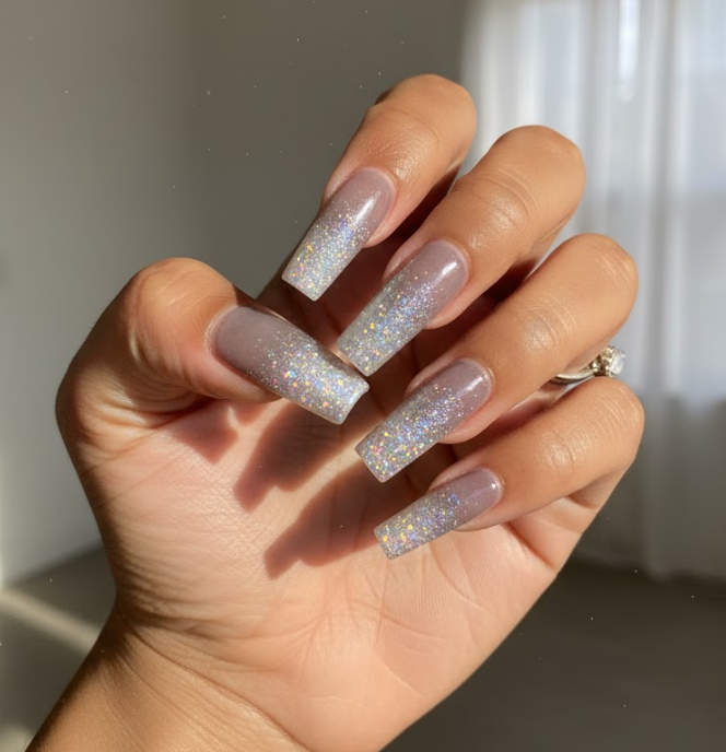 silver ombre nails