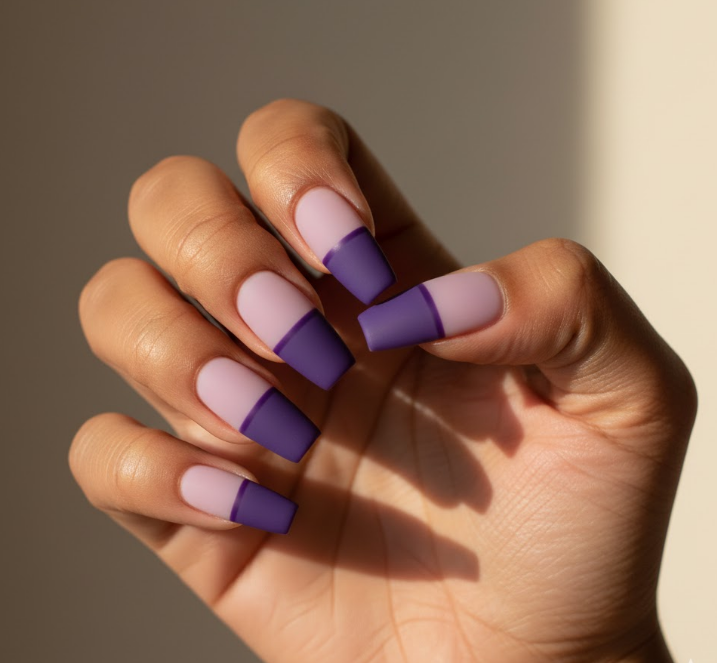matte purple nails