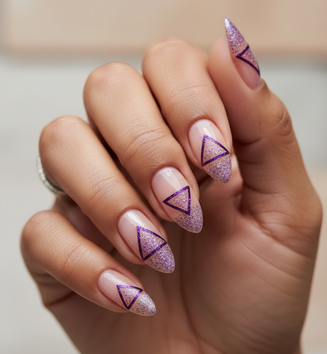purple glitter nails