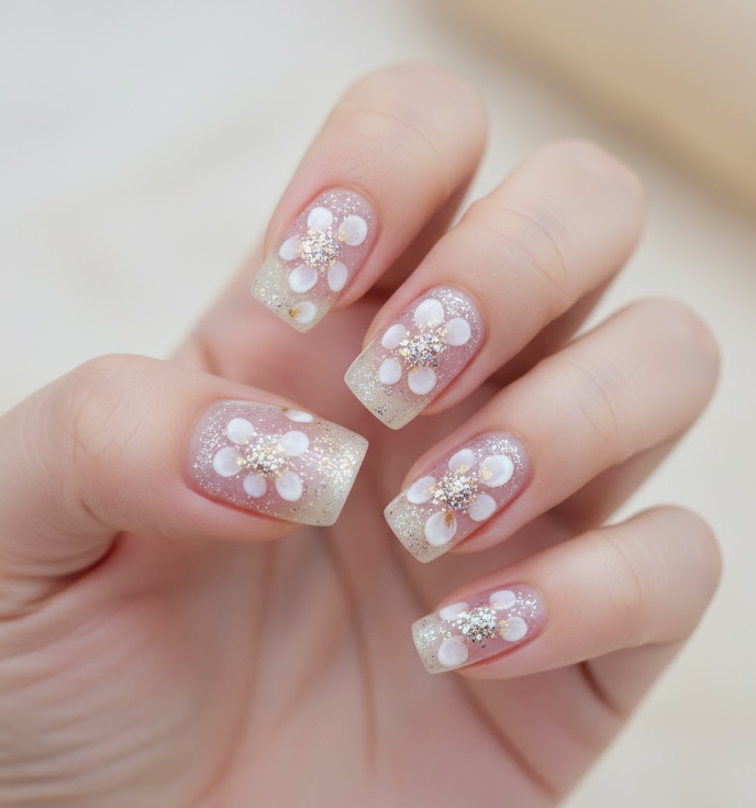 purple glitter nails
