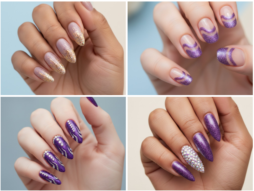 15 Chic Purple Glitter Nail Trends You Need to Try Now