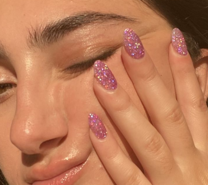 pink glitter nails