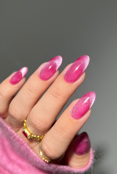 pink glitter nails