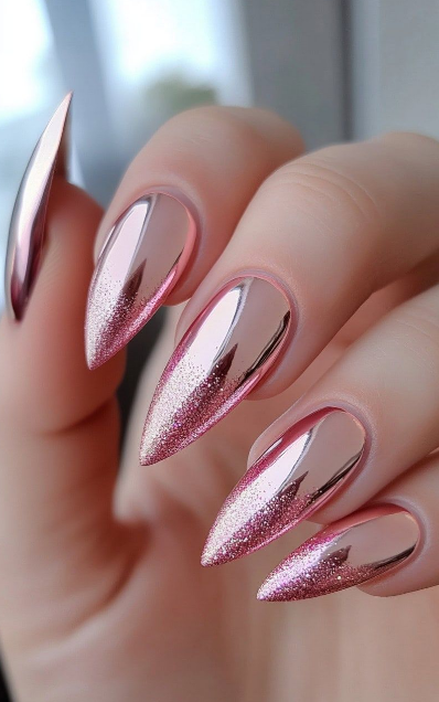 pink glitter nails