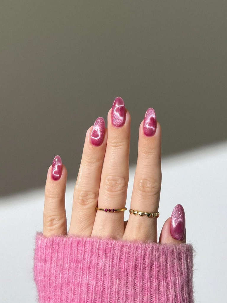 pink glitter nails