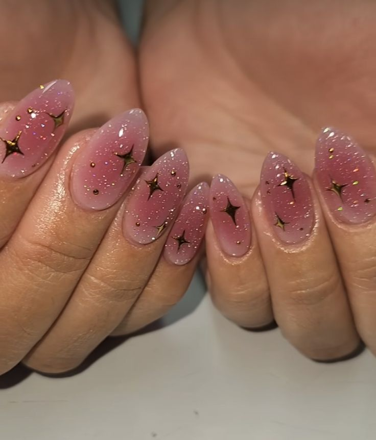 pink glitter nails