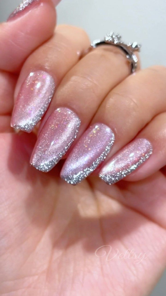 pink glitter nails