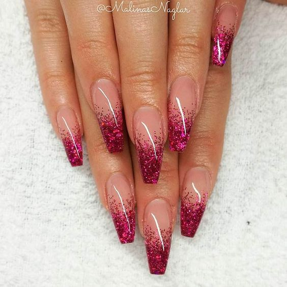 pink glitter nails