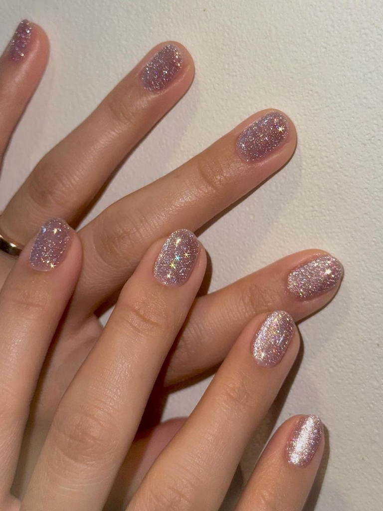 pink glitter nails