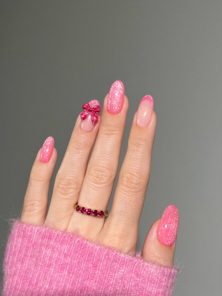 pink glitter nails