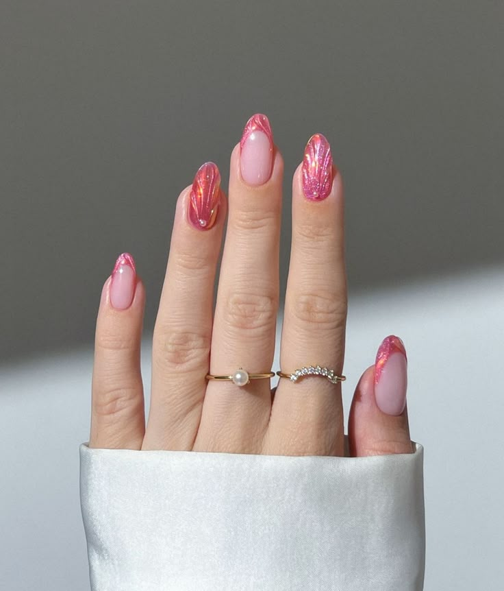 pink glitter nails