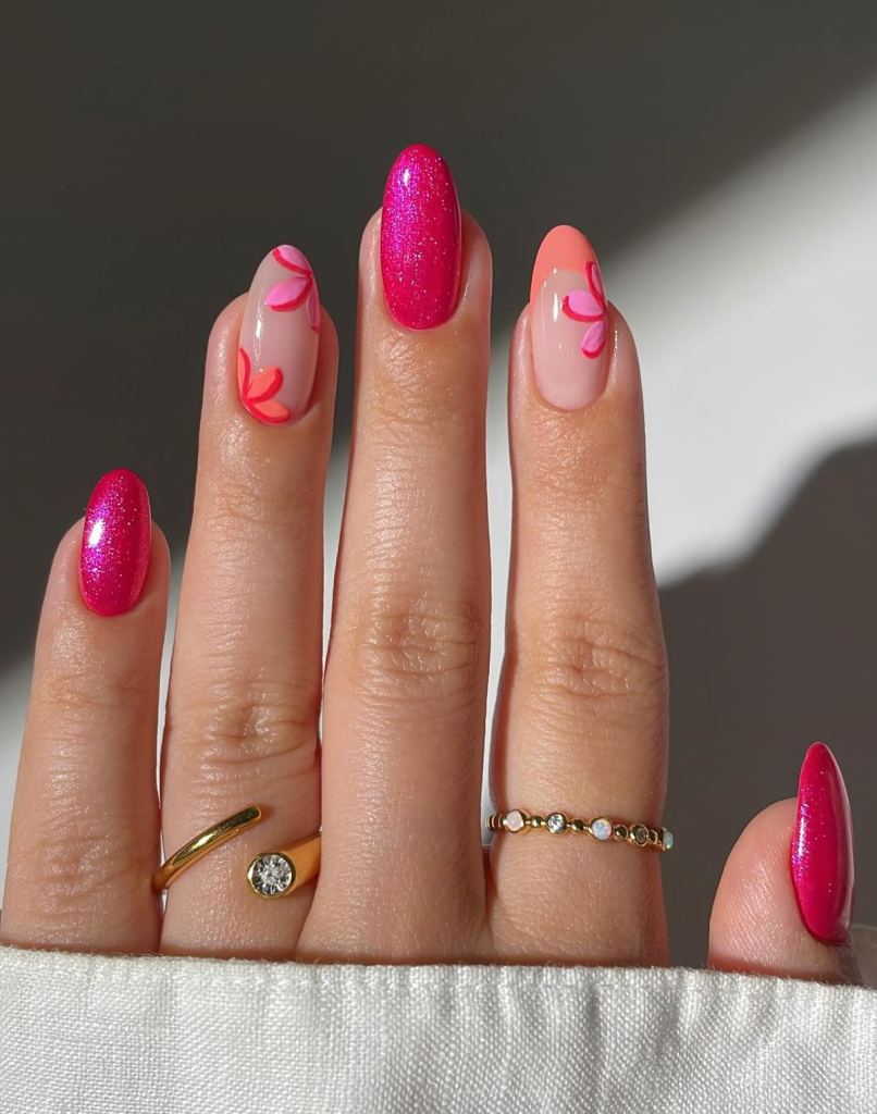 pink glitter nails
