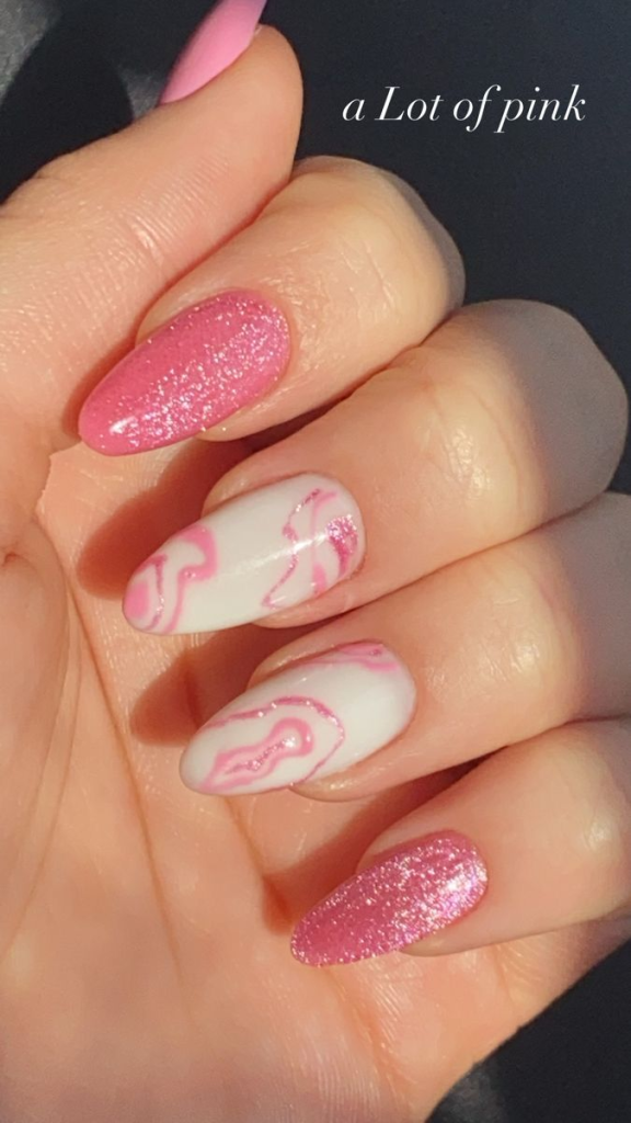 pink glitter nails