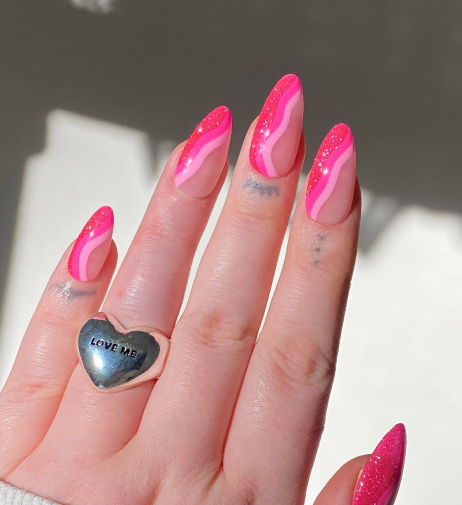 pink glitter nails