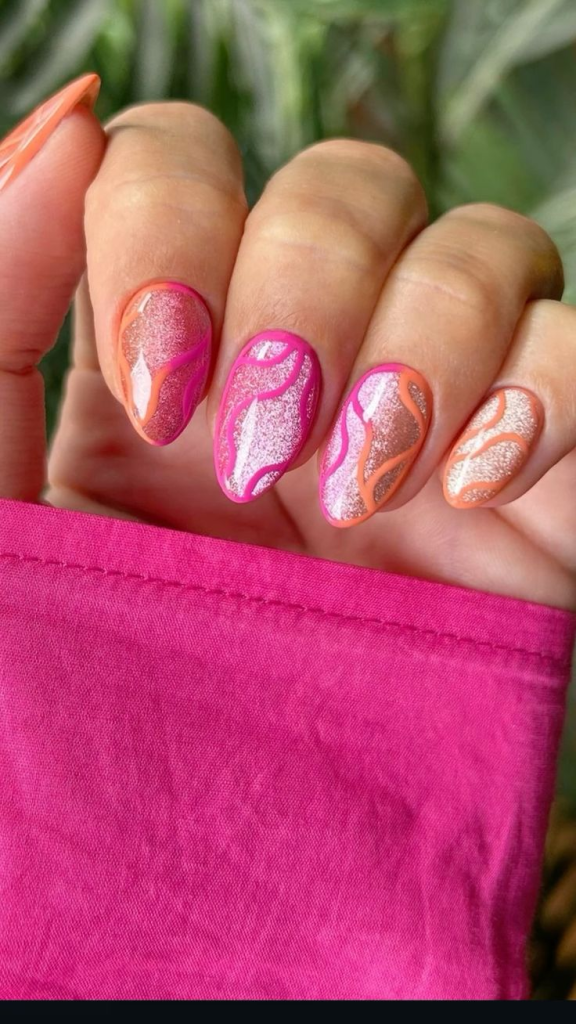 pink glitter nails