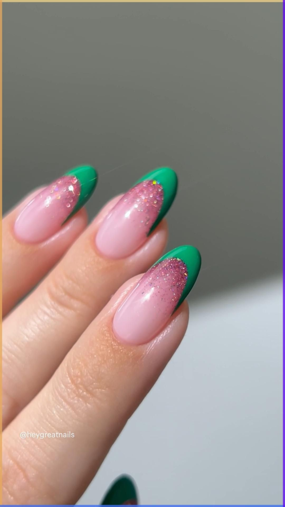 pink glitter nails