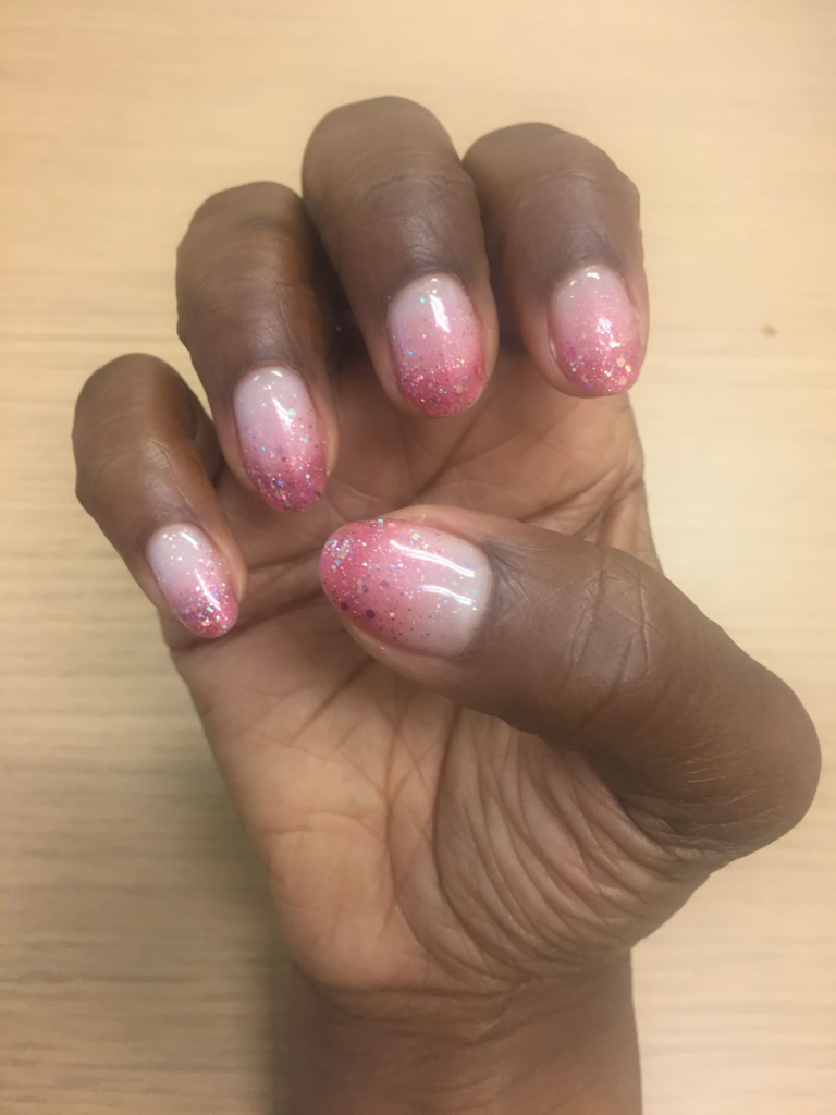 pink glitter nails