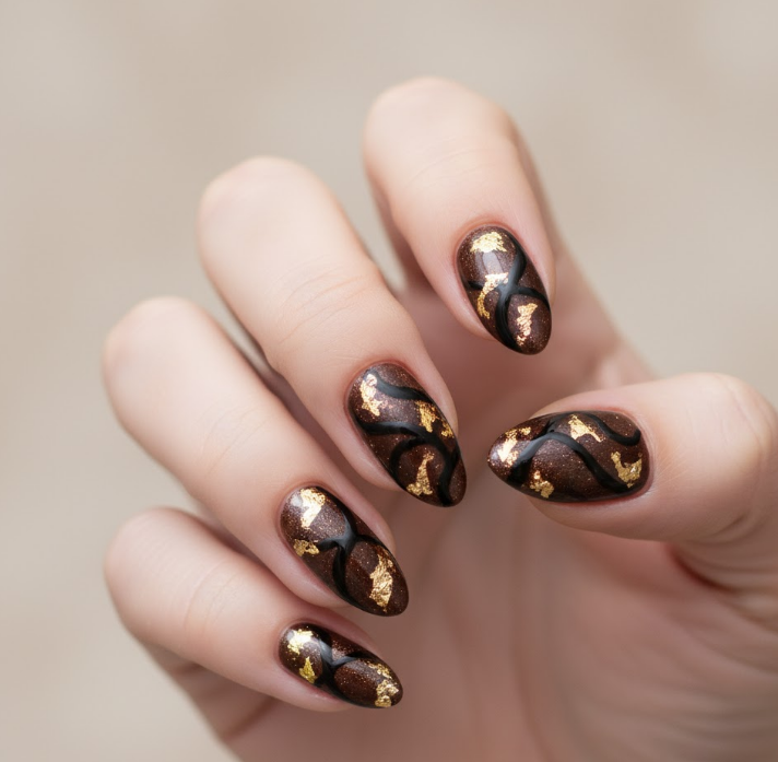 brown glitter nails