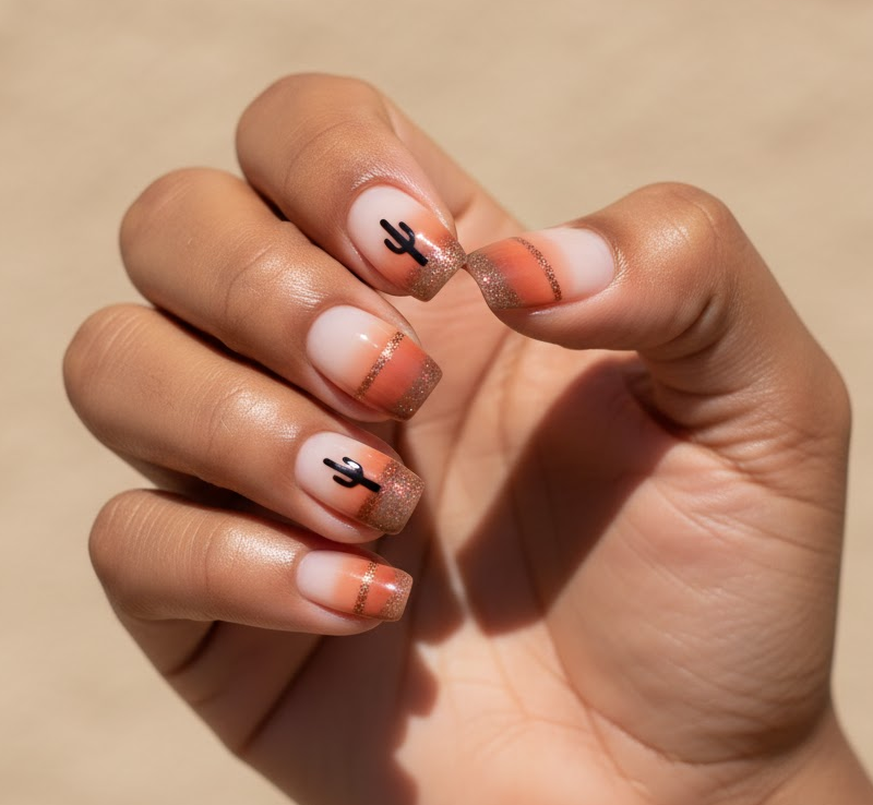 brown glitter nails