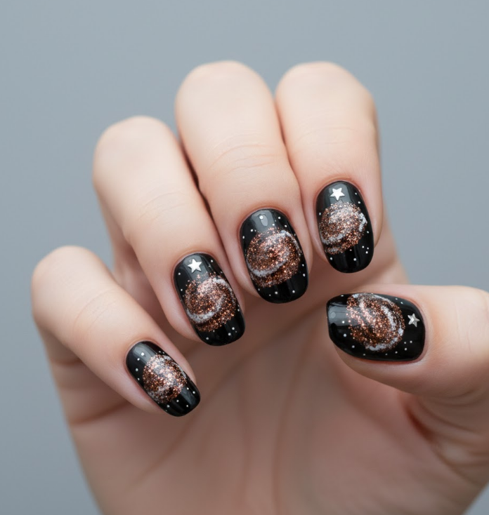 brown glitter nails