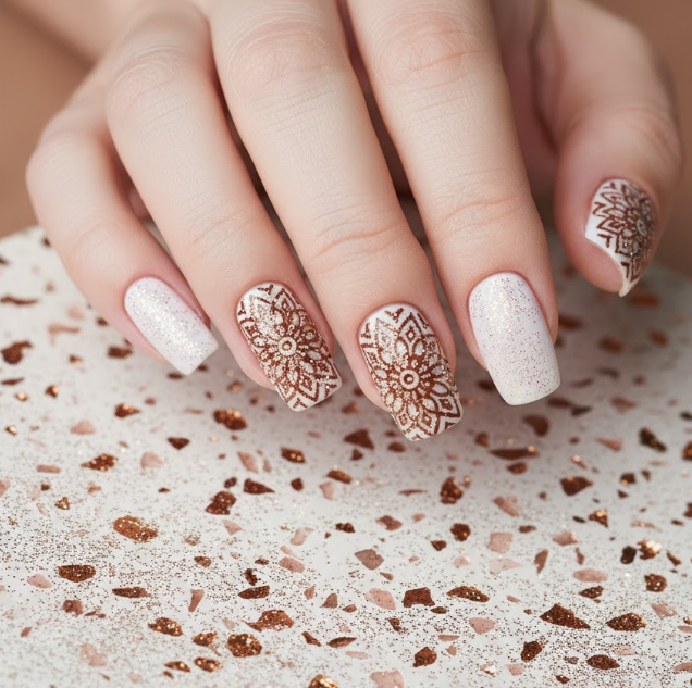 brown glitter nails