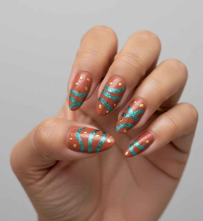 brown glitter nails