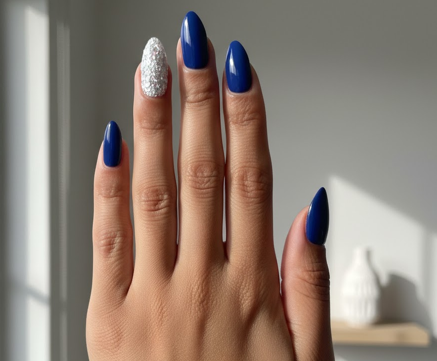white glitter nails