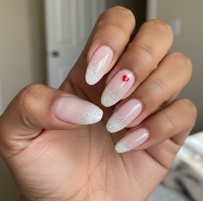 white glitter nails