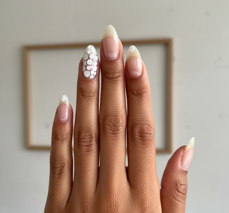 white glitter nails